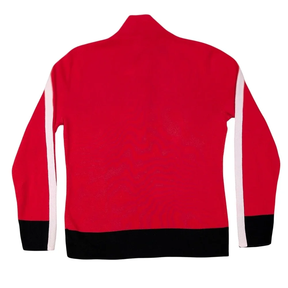 Lauren Active Ralph Lauren Red Colorblock‎ 1/4 Zip Sweater White Trim XL